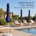 7.5ft Patio Market Umbrella with White Pole, Push Button Tilt and Crank Lift