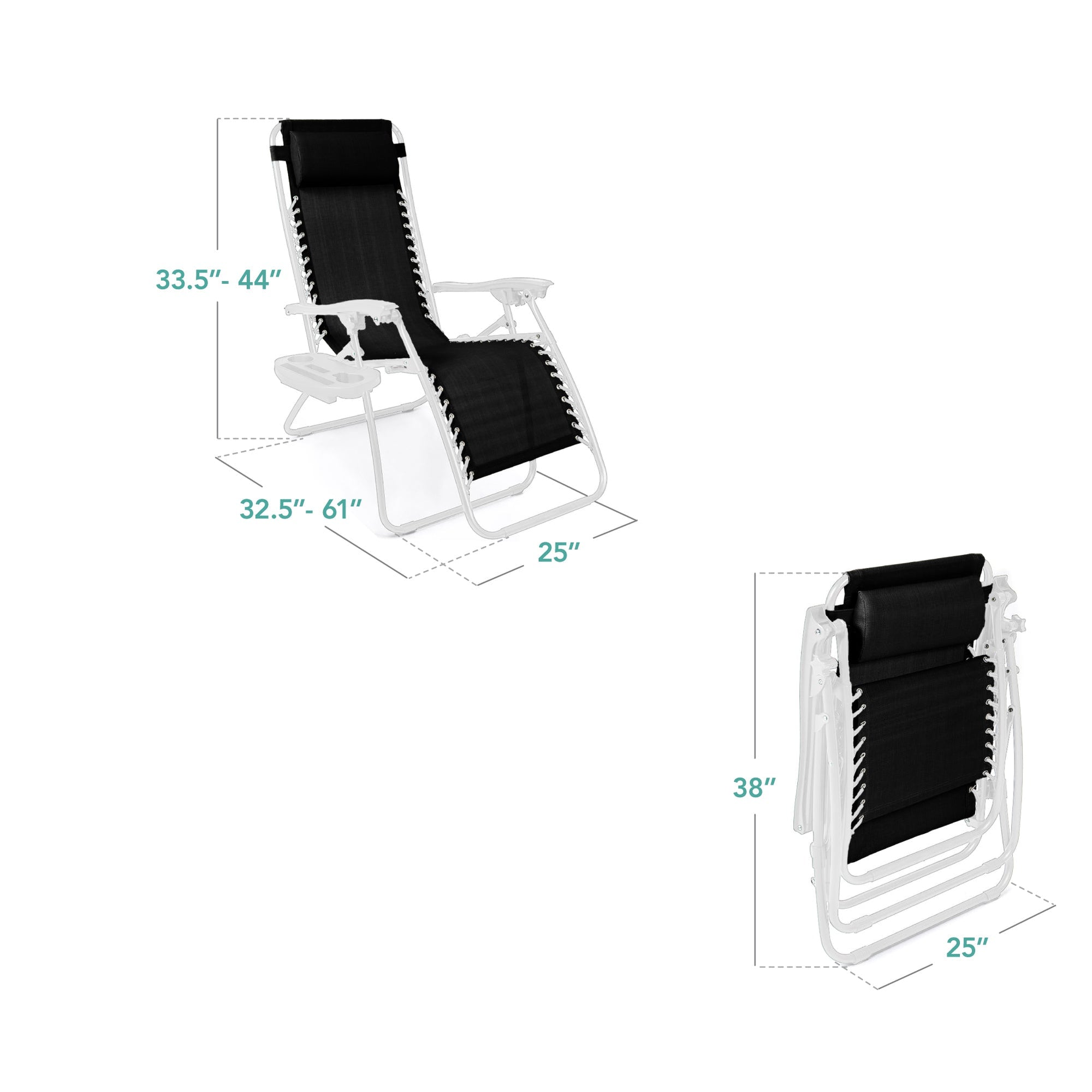 Set of 2 Adjustable Zero Gravity Patio Chair Recliners w/ Cup Holders