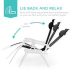 Set of 2 Adjustable Zero Gravity Patio Chair Recliners w/ Cup Holders