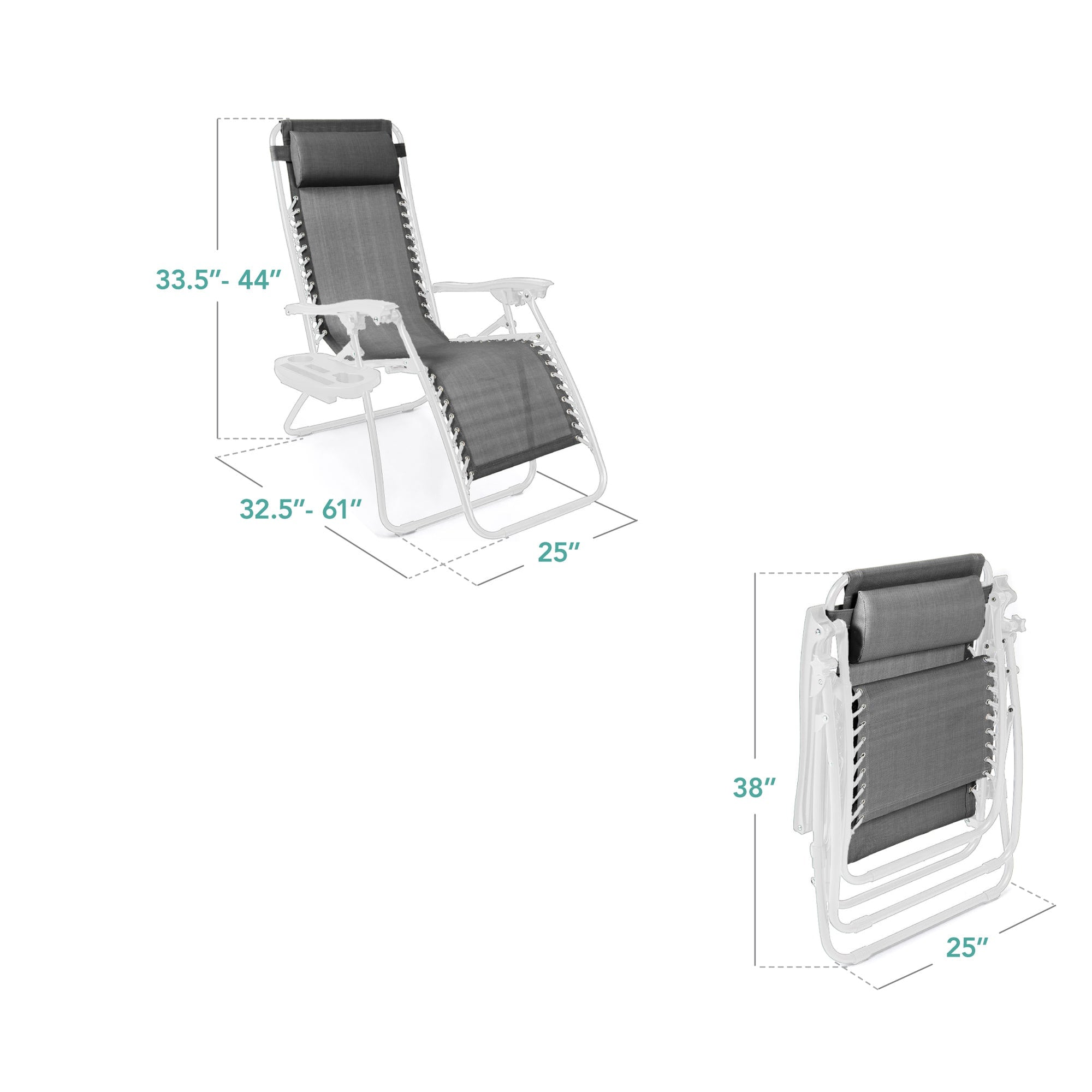 Set of 2 Adjustable Zero Gravity Patio Chair Recliners w/ Cup Holders