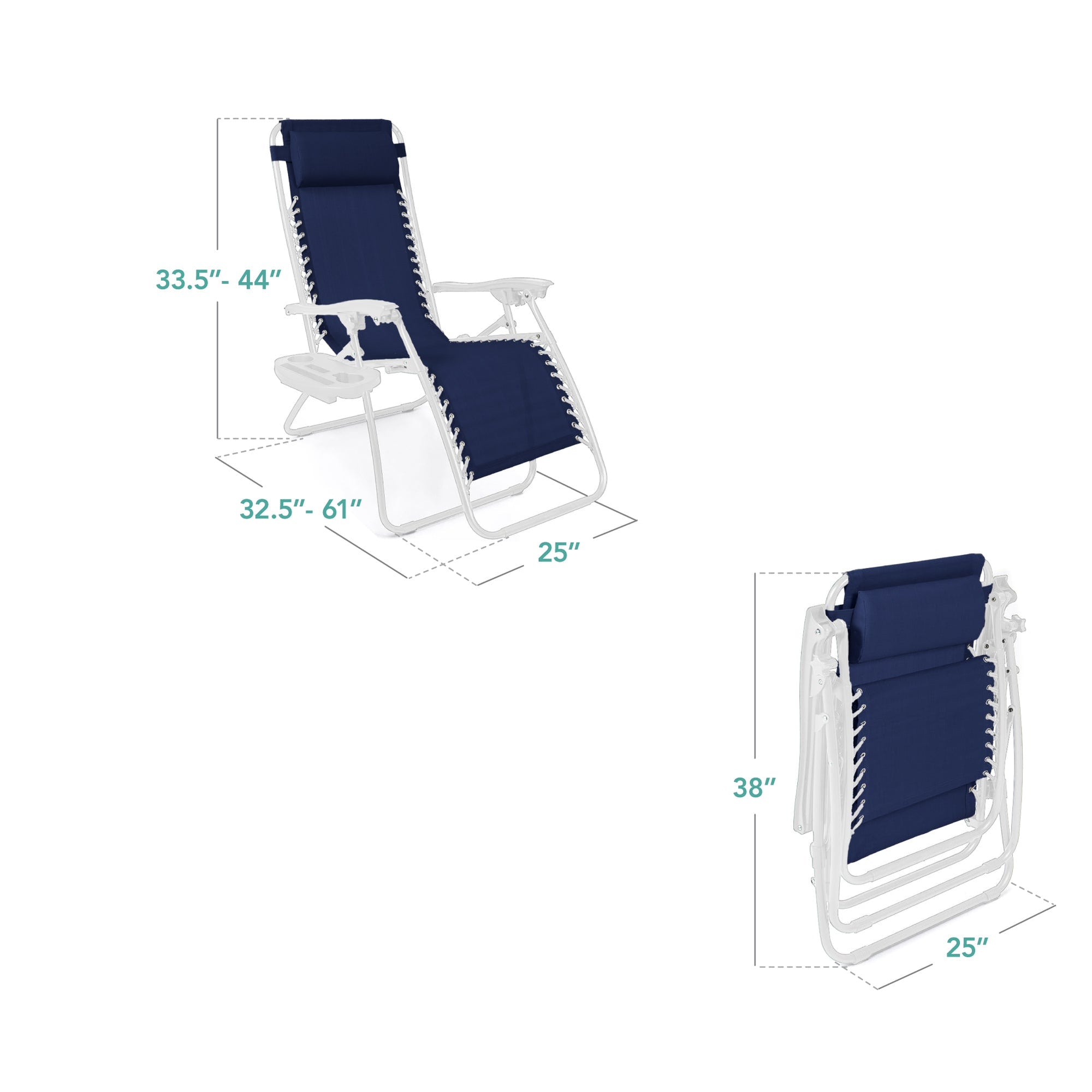 Set of 2 Adjustable Zero Gravity Patio Chair Recliners w/ Cup Holders