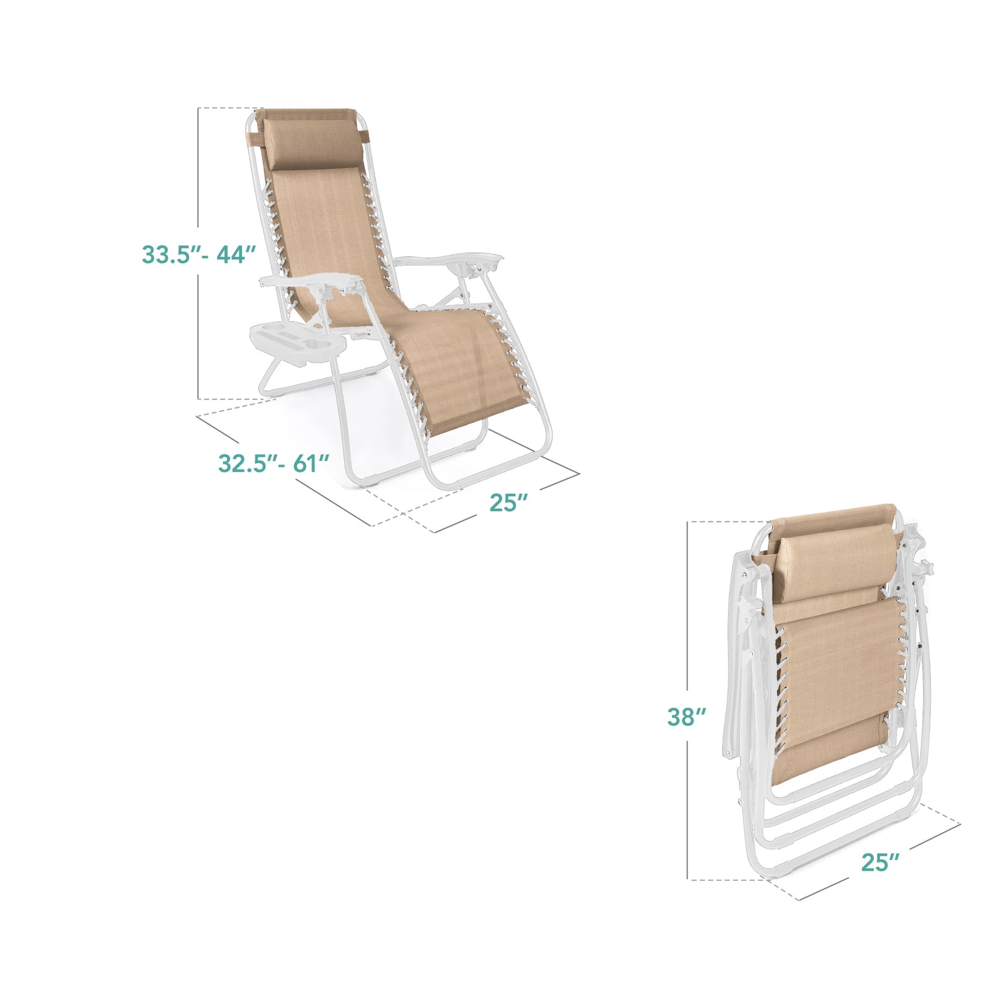 Set of 2 Adjustable Zero Gravity Patio Chair Recliners w/ Cup Holders