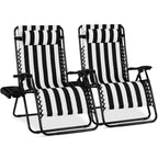 Set of 2 Extra Wide Adjustable Zero Gravity Patio Chair Recliners
