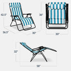 Set of 2 Extra Wide Adjustable Zero Gravity Patio Chair Recliners