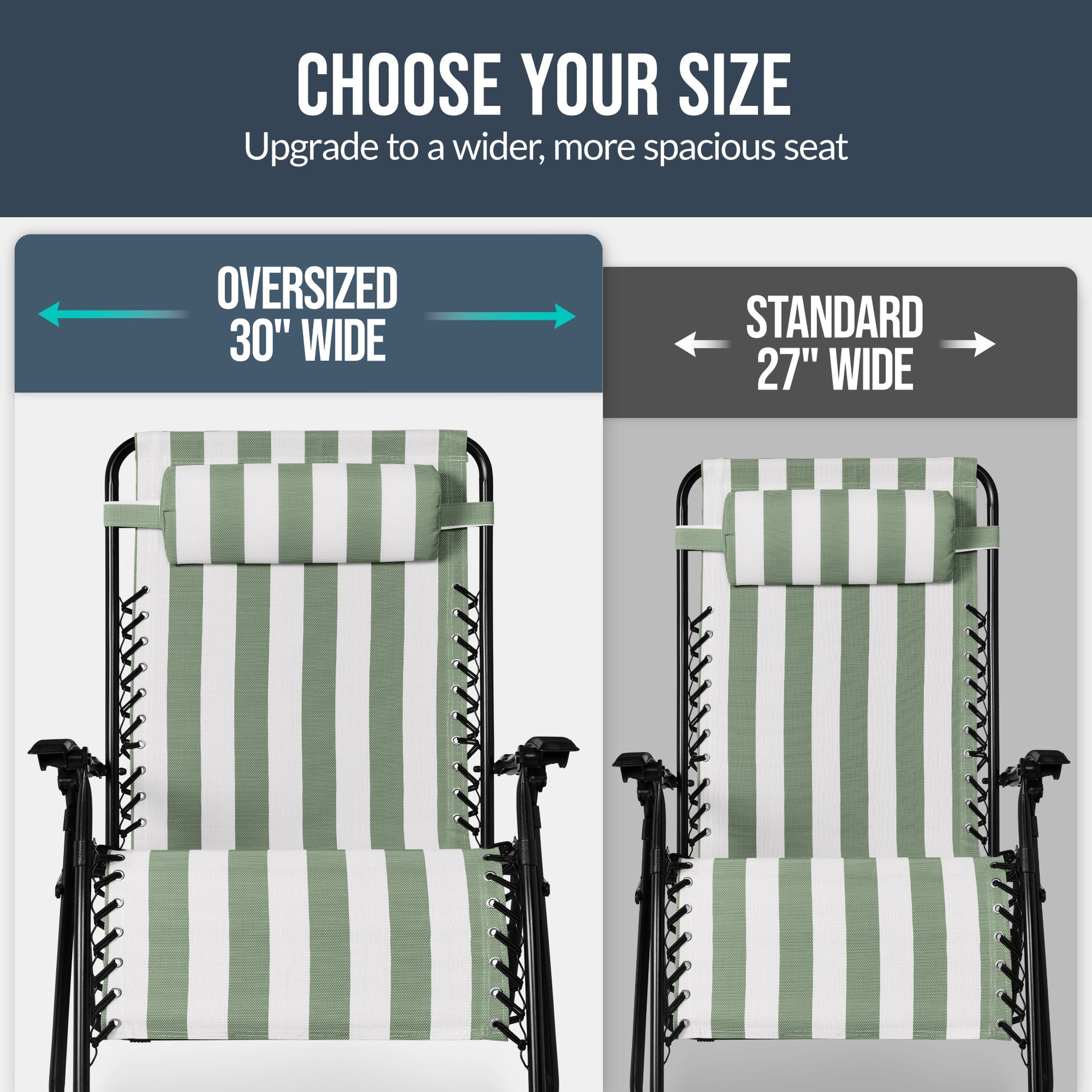 Set of 2 Extra Wide Adjustable Zero Gravity Patio Chair Recliners