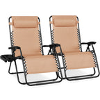 Set of 2 Extra Wide Adjustable Zero Gravity Patio Chair Recliners