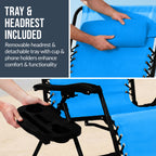 Set of 2 Extra Wide Adjustable Zero Gravity Patio Chair Recliners