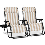 Set of 2 Extra Wide Adjustable Zero Gravity Patio Chair Recliners