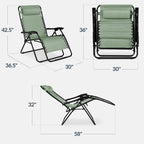 Set of 2 Extra Wide Adjustable Zero Gravity Patio Chair Recliners
