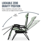 Set of 2 Extra Wide Adjustable Zero Gravity Patio Chair Recliners