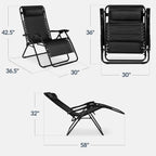 Set of 2 Extra Wide Adjustable Zero Gravity Patio Chair Recliners