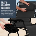 Set of 2 Extra Wide Adjustable Zero Gravity Patio Chair Recliners