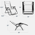 Set of 2 Extra Wide Adjustable Zero Gravity Patio Chair Recliners