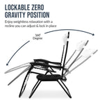 Set of 2 Extra Wide Adjustable Zero Gravity Patio Chair Recliners