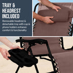 Set of 2 Extra Wide Adjustable Zero Gravity Patio Chair Recliners