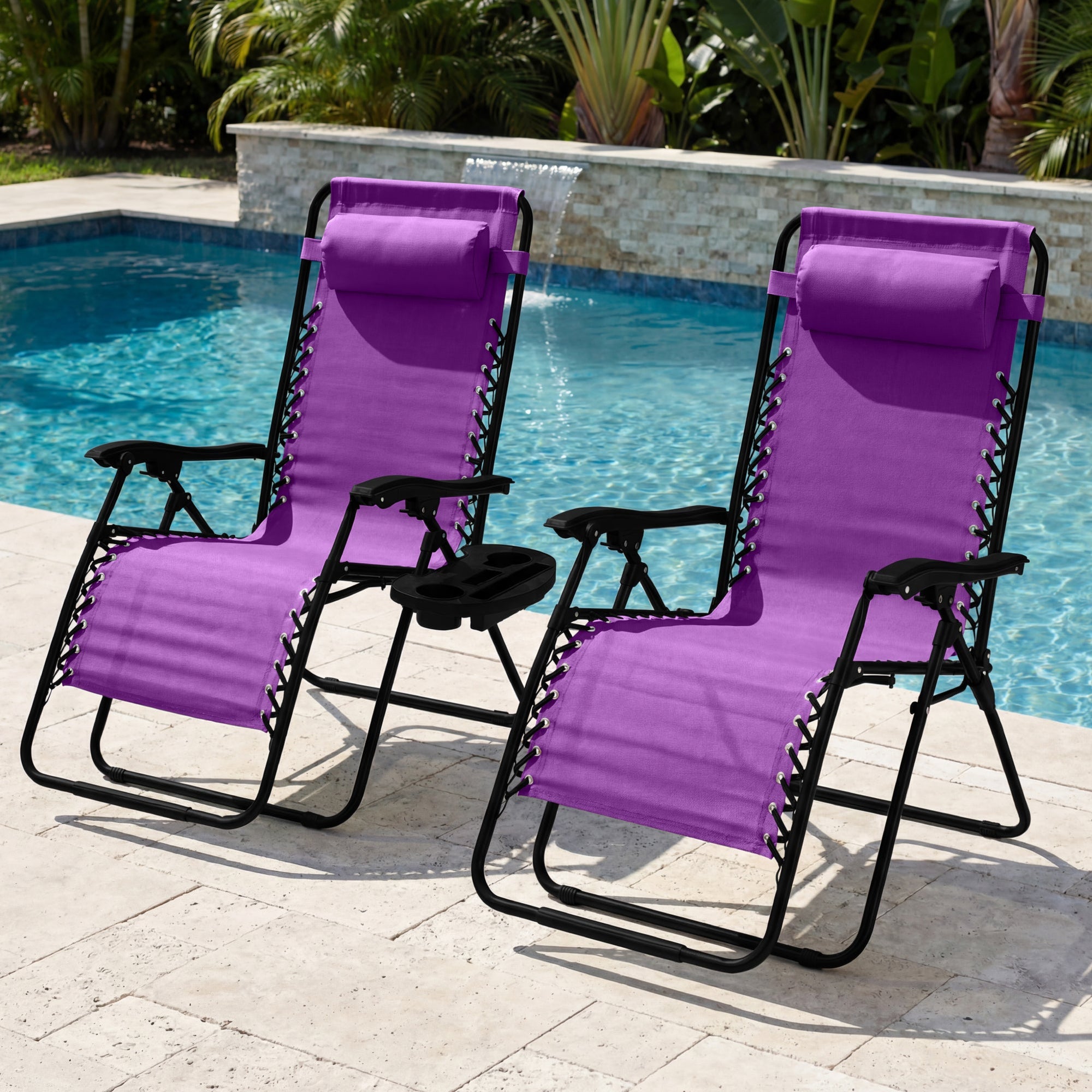 Set of 2 Extra Wide Adjustable Zero Gravity Patio Chair Recliners