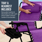 Set of 2 Extra Wide Adjustable Zero Gravity Patio Chair Recliners