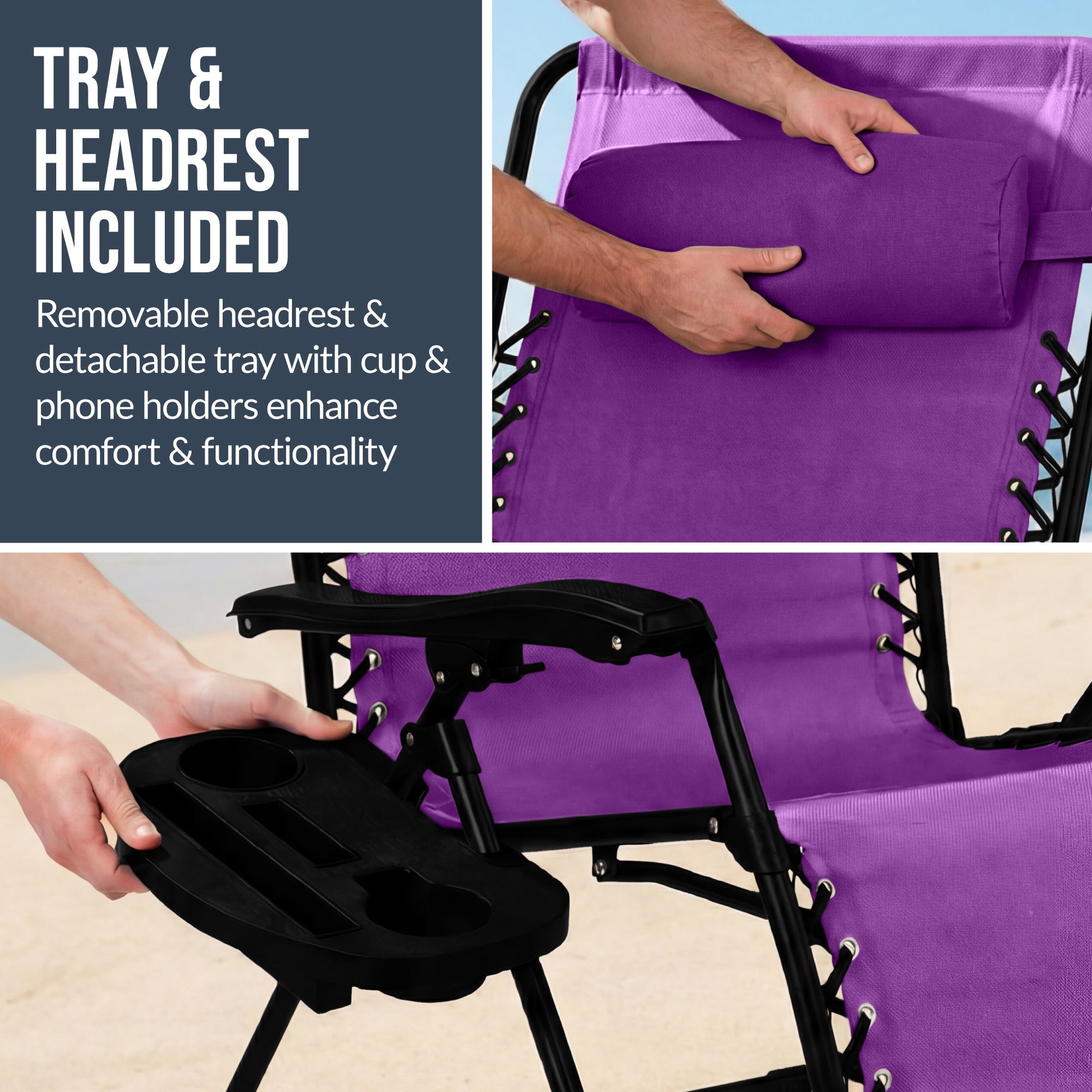 Set of 2 Extra Wide Adjustable Zero Gravity Patio Chair Recliners
