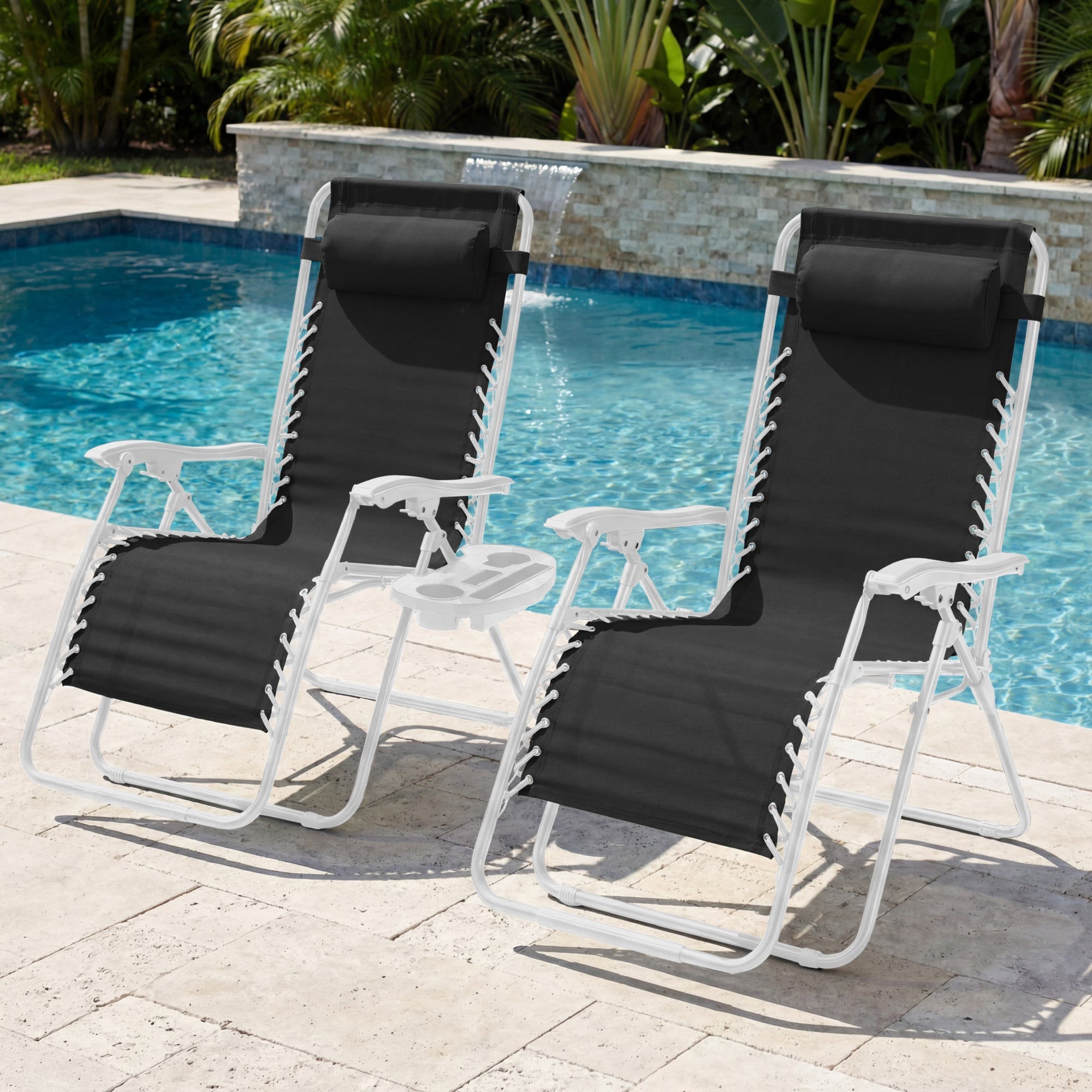 Set of 2 Extra Wide Adjustable Zero Gravity Patio Chair Recliners