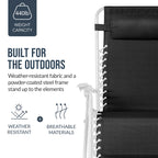 Set of 2 Extra Wide Adjustable Zero Gravity Patio Chair Recliners