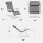 Set of 2 Extra Wide Adjustable Zero Gravity Patio Chair Recliners