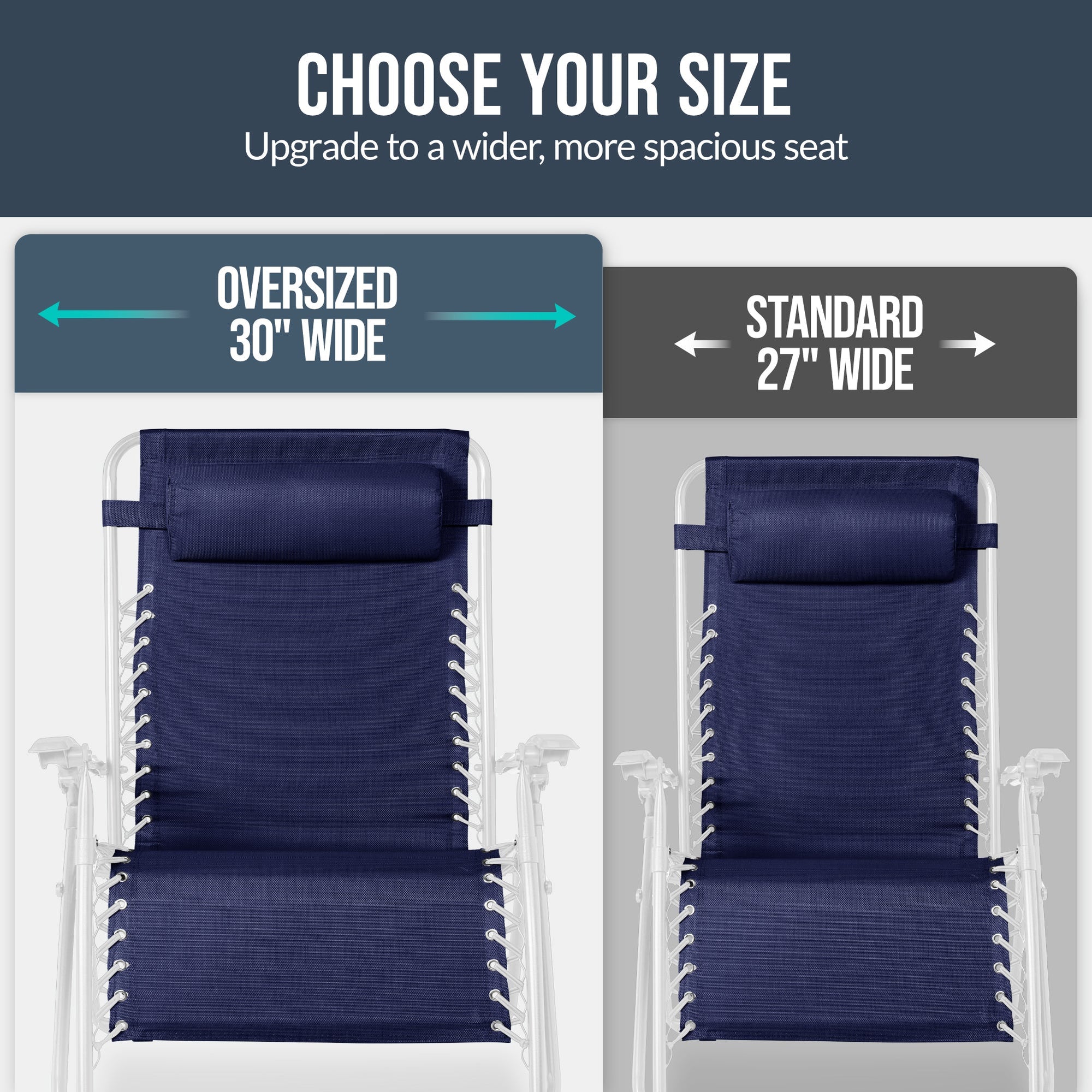 Set of 2 Extra Wide Adjustable Zero Gravity Patio Chair Recliners