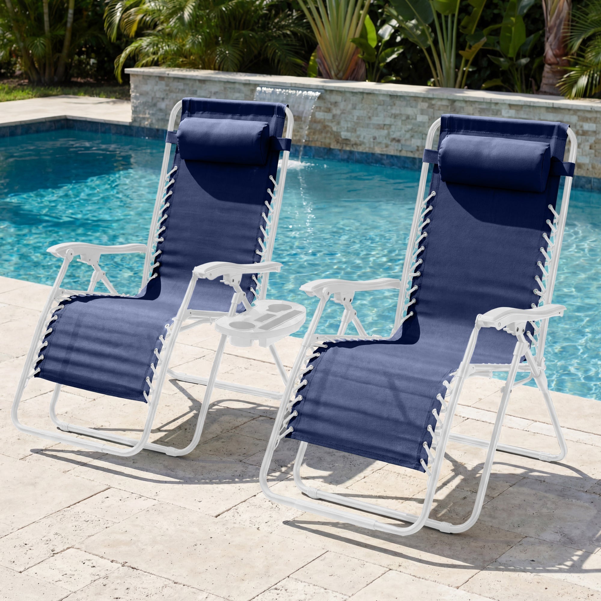 Set of 2 Extra Wide Adjustable Zero Gravity Patio Chair Recliners