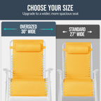 Set of 2 Extra Wide Adjustable Zero Gravity Patio Chair Recliners