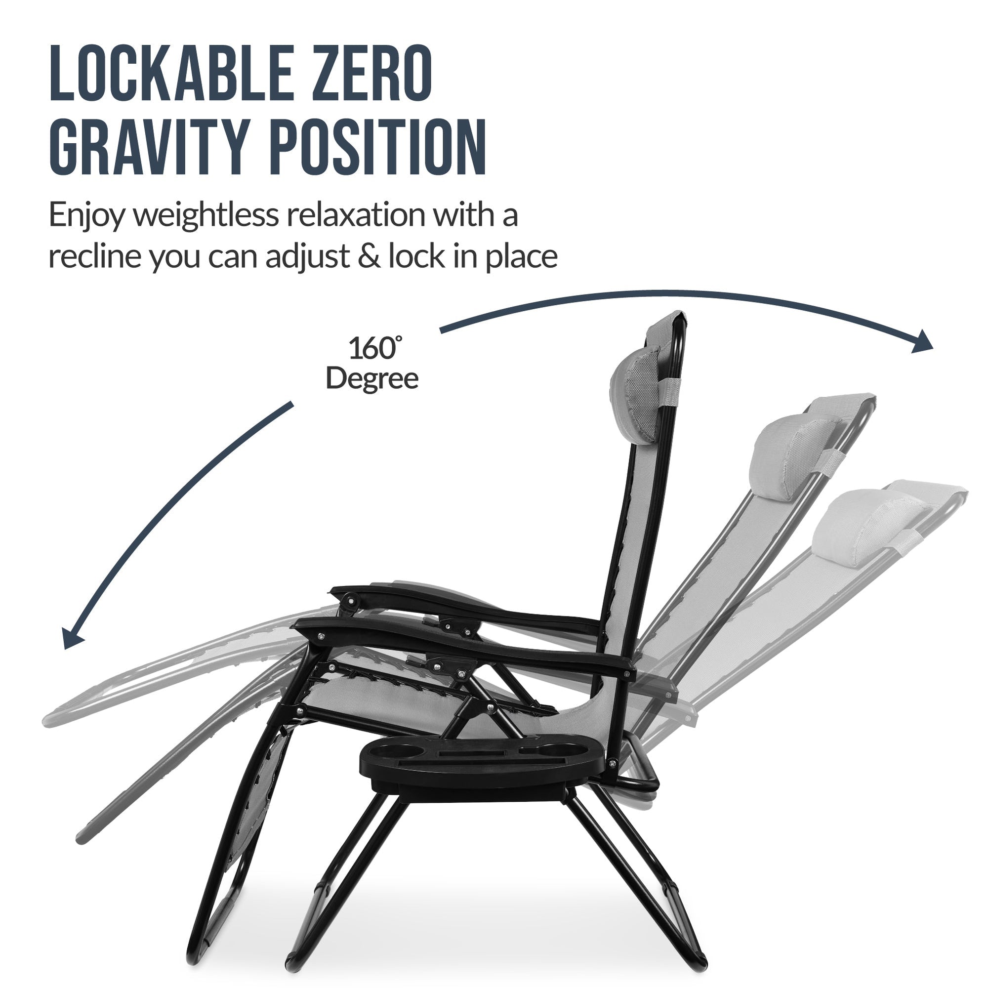 Set of 2 Extra Wide Adjustable Zero Gravity Patio Chair Recliners
