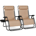 Set of 2 Extra Wide Adjustable Zero Gravity Patio Chair Recliners