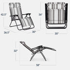 Set of 2 Extra Wide Adjustable Zero Gravity Patio Chair Recliners