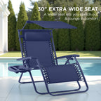 30" Wide Folding Zero Gravity Patio Lounge Chair w/Adjustable Canopy Shade