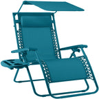 30" Wide Folding Zero Gravity Patio Lounge Chair w/Adjustable Canopy Shade