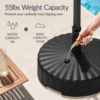 Plastic Patio Umbrella Base Pole Holder Accessory w/ Adjustable Knob