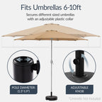 Plastic Patio Umbrella Base Pole Holder Accessory w/ 2 Adjustable Knobs