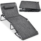Extra Wide Patio Chaise Lounge Chair, Portable Folding Recliner