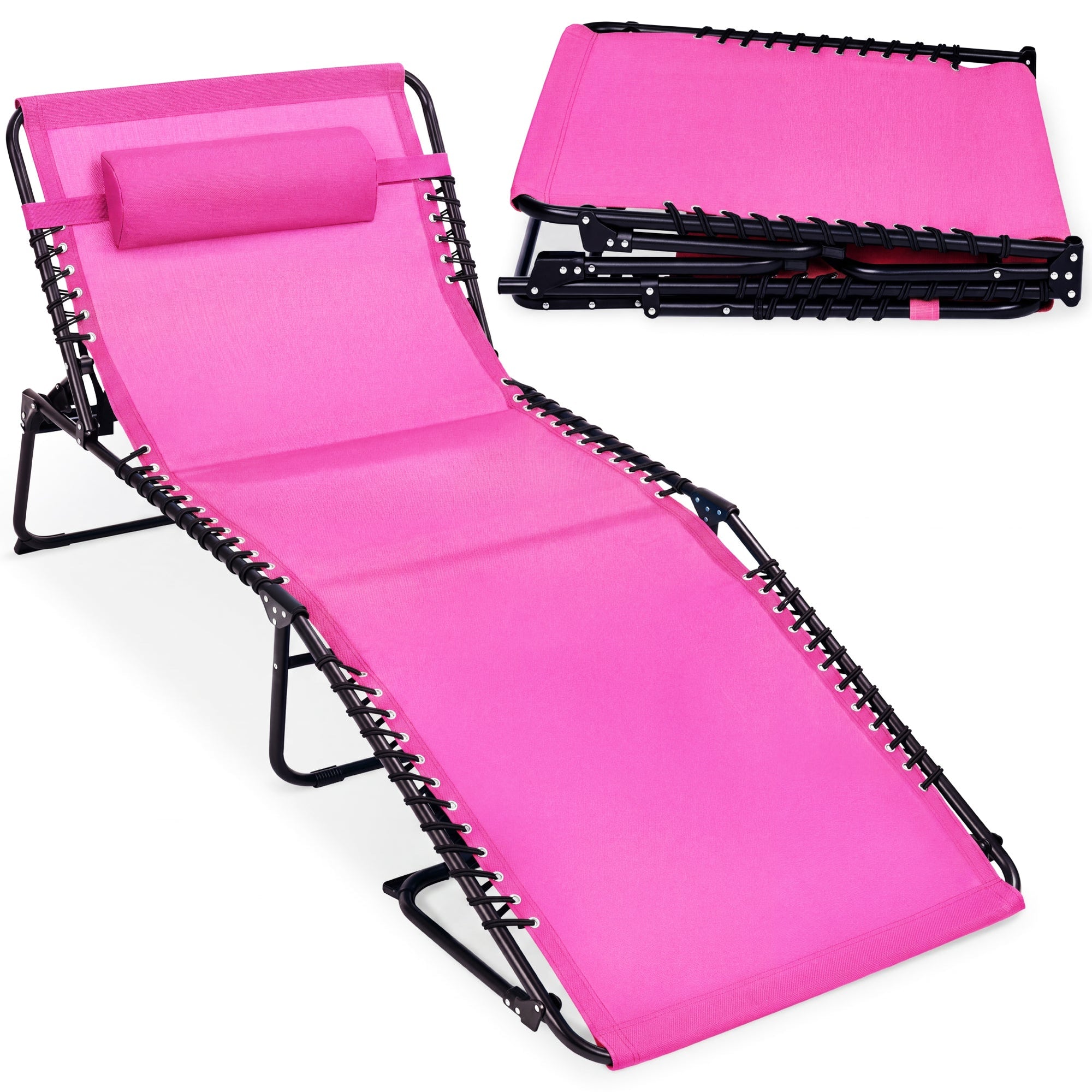 Extra Wide Patio Chaise Lounge Chair, Portable Folding Recliner
