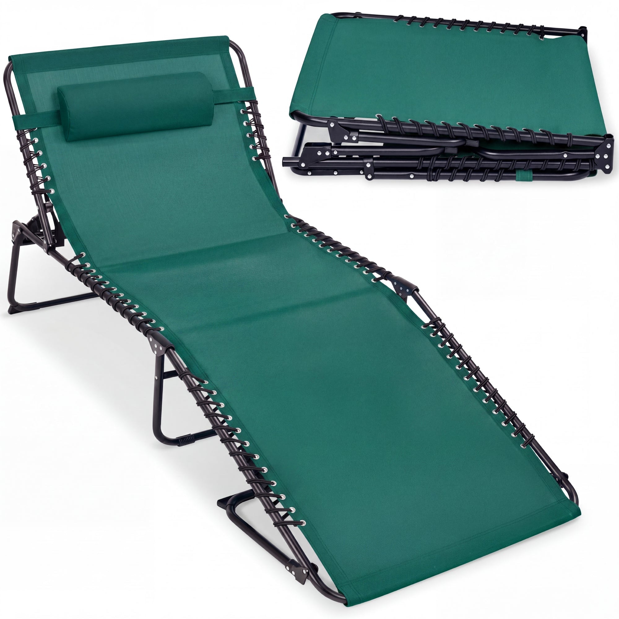 Extra Wide Patio Chaise Lounge Chair, Portable Folding Recliner
