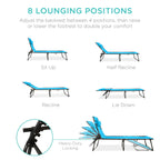 Extra Wide Patio Chaise Lounge Chair, Portable Folding Recliner