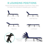 Extra Wide Patio Chaise Lounge Chair, Portable Folding Recliner