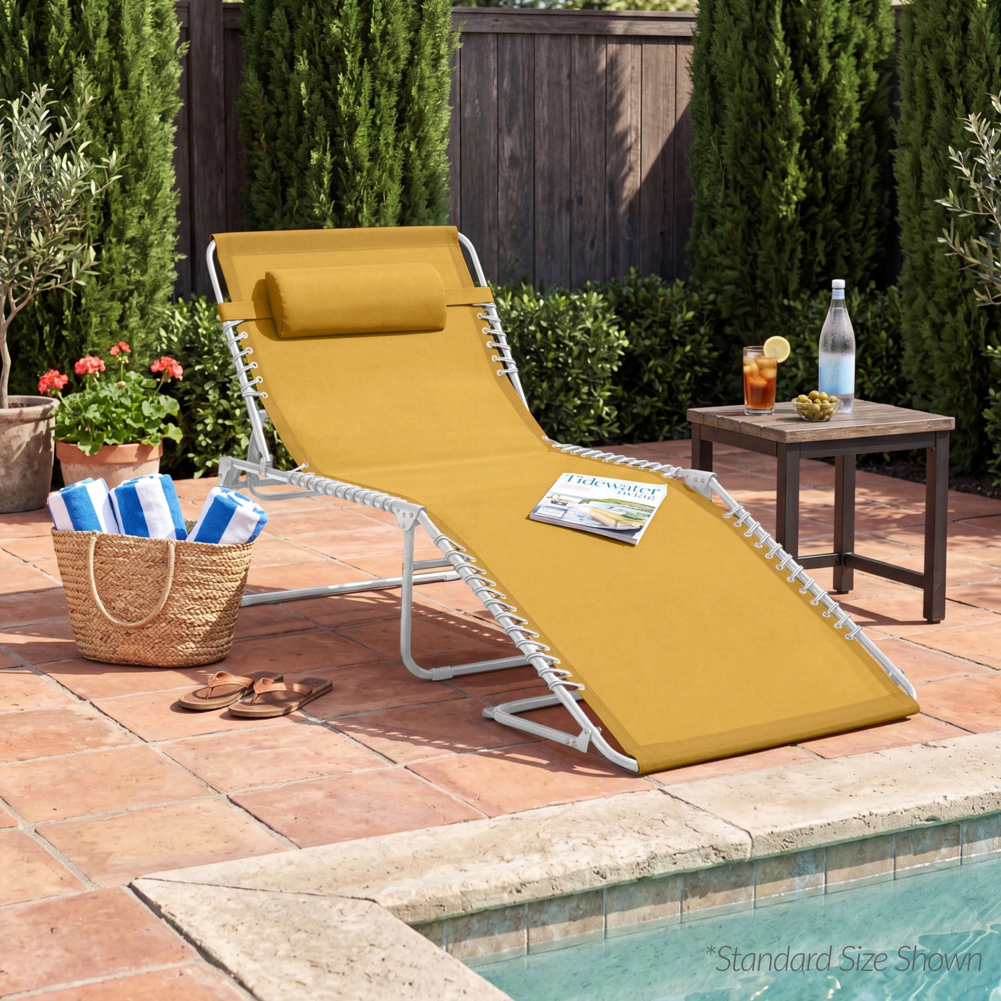 Extra Wide Patio Chaise Lounge Chair, Portable Folding Recliner