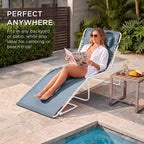 Extra Wide Patio Chaise Lounge Chair, Portable Folding Recliner
