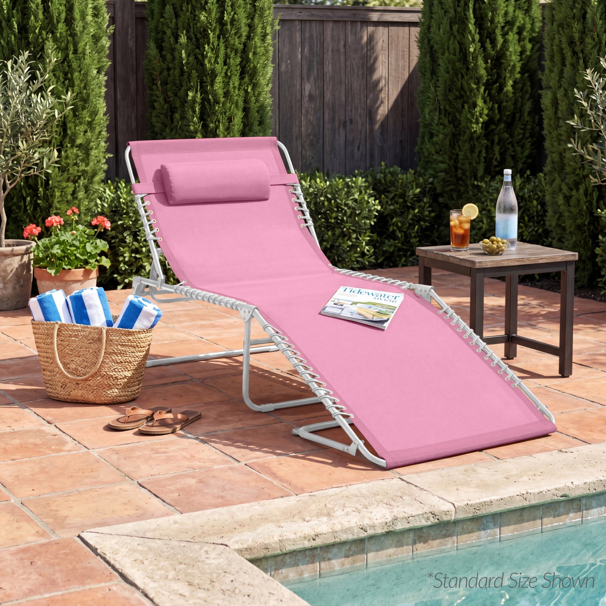 Extra Wide Patio Chaise Lounge Chair, Portable Folding Recliner