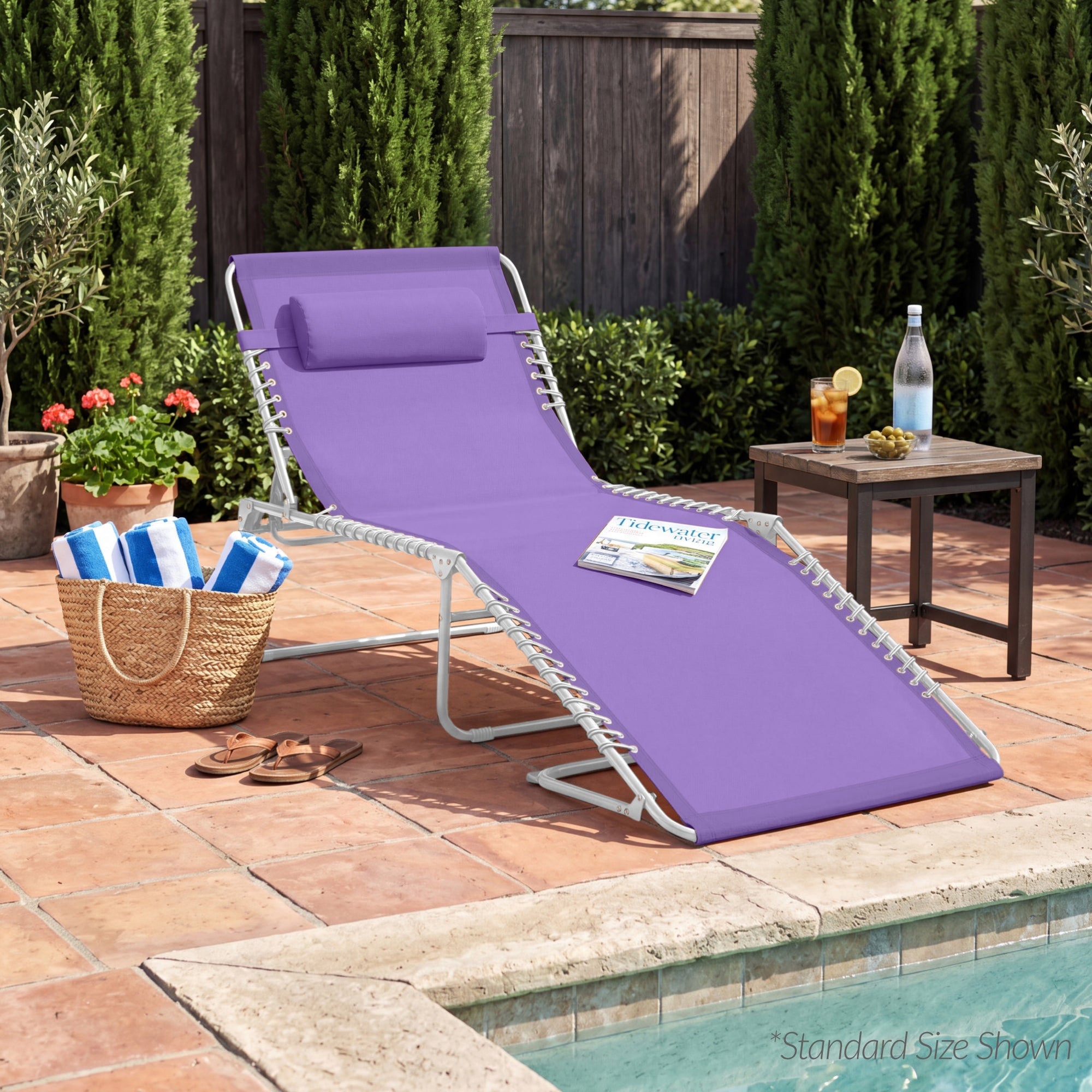 Extra Wide Patio Chaise Lounge Chair, Portable Folding Recliner