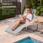 Extra Wide Patio Chaise Lounge Chair, Portable Folding Recliner
