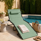 Extra Wide Padded Patio Chaise Lounge Chair, Portable Recliner 8 Positions