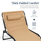 Extra Wide Padded Patio Chaise Lounge Chair, Portable Recliner 8 Positions