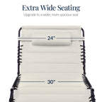 Extra Wide Padded Patio Chaise Lounge Chair, Portable Recliner 8 Positions