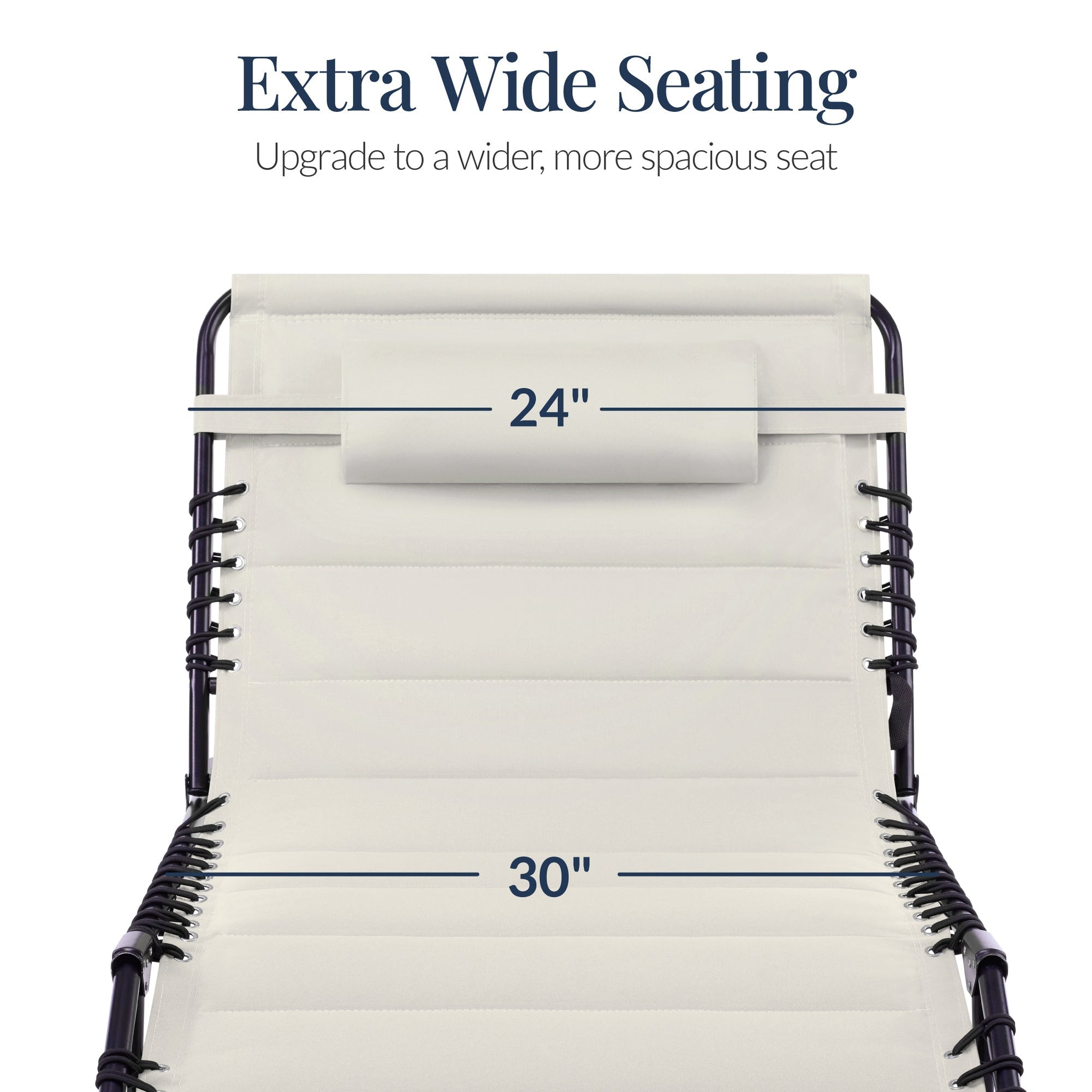 Extra Wide Padded Patio Chaise Lounge Chair, Portable Recliner 8 Positions