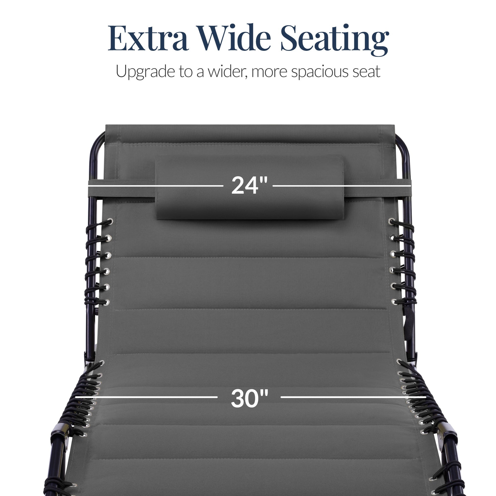 Extra Wide Padded Patio Chaise Lounge Chair, Portable Recliner 8 Positions